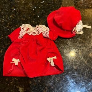 VINTAGE Ginny VOGUE Doll OUTFIT With Red Dress And Hat TAGGED